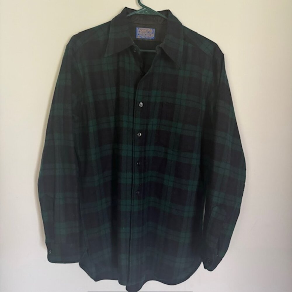 Pendleton Vintage Men's Virgin Wool Plaid Lodge Shirt Size Medium